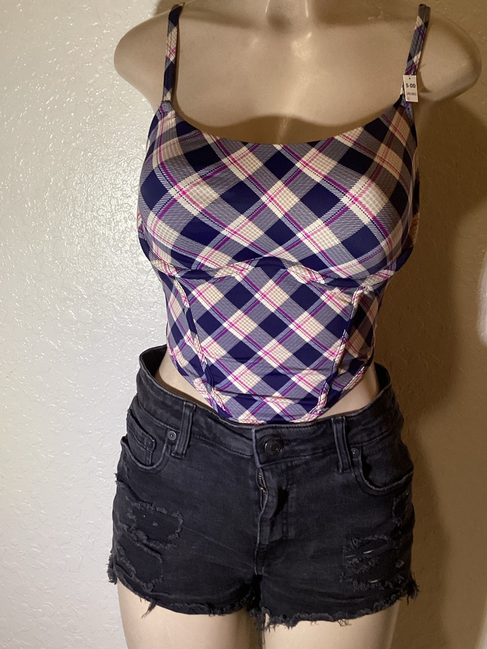 Victoria's Secret Purple Plaid Cropped Cami Top